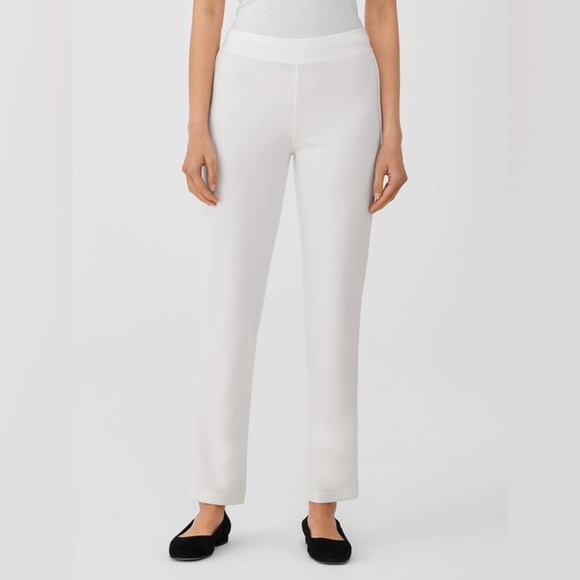 Eileen Fisher Washable Flex Ponte Pants Size 3X White Slim Fit Pull On NWT - Picture 1 of 9